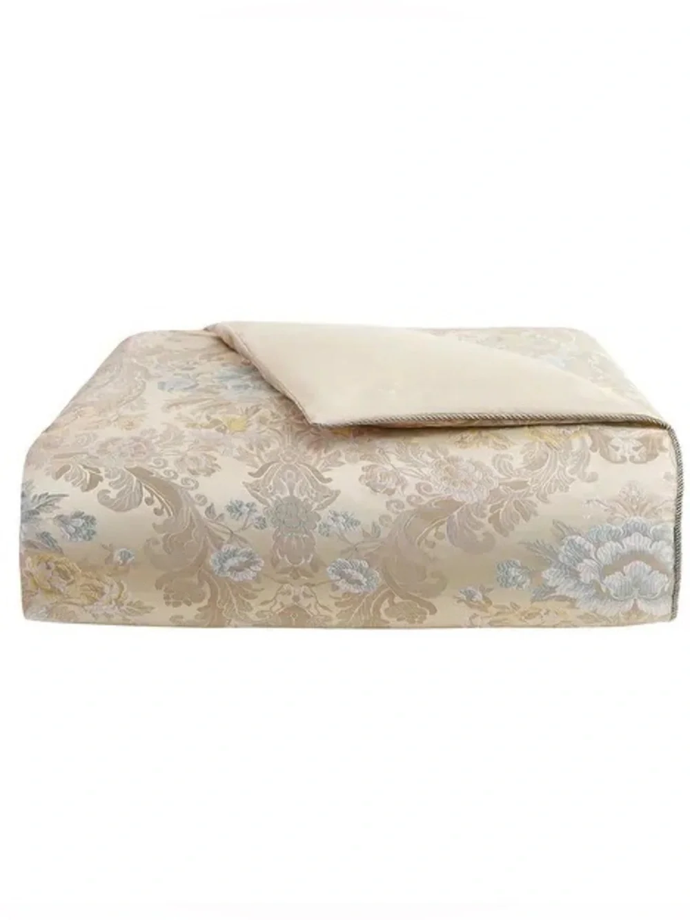Waterford Beige and Light Blue Floral Damask Comforter Set Sz Queen NWT